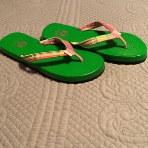 Sugar Floaties Style Green Flip Flops with Colorful Straps